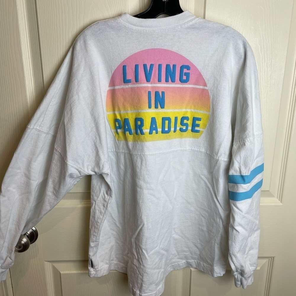 Disney Spirit Jersey White Stitch ‘Living in Paradise' Long Sleeve Shirt